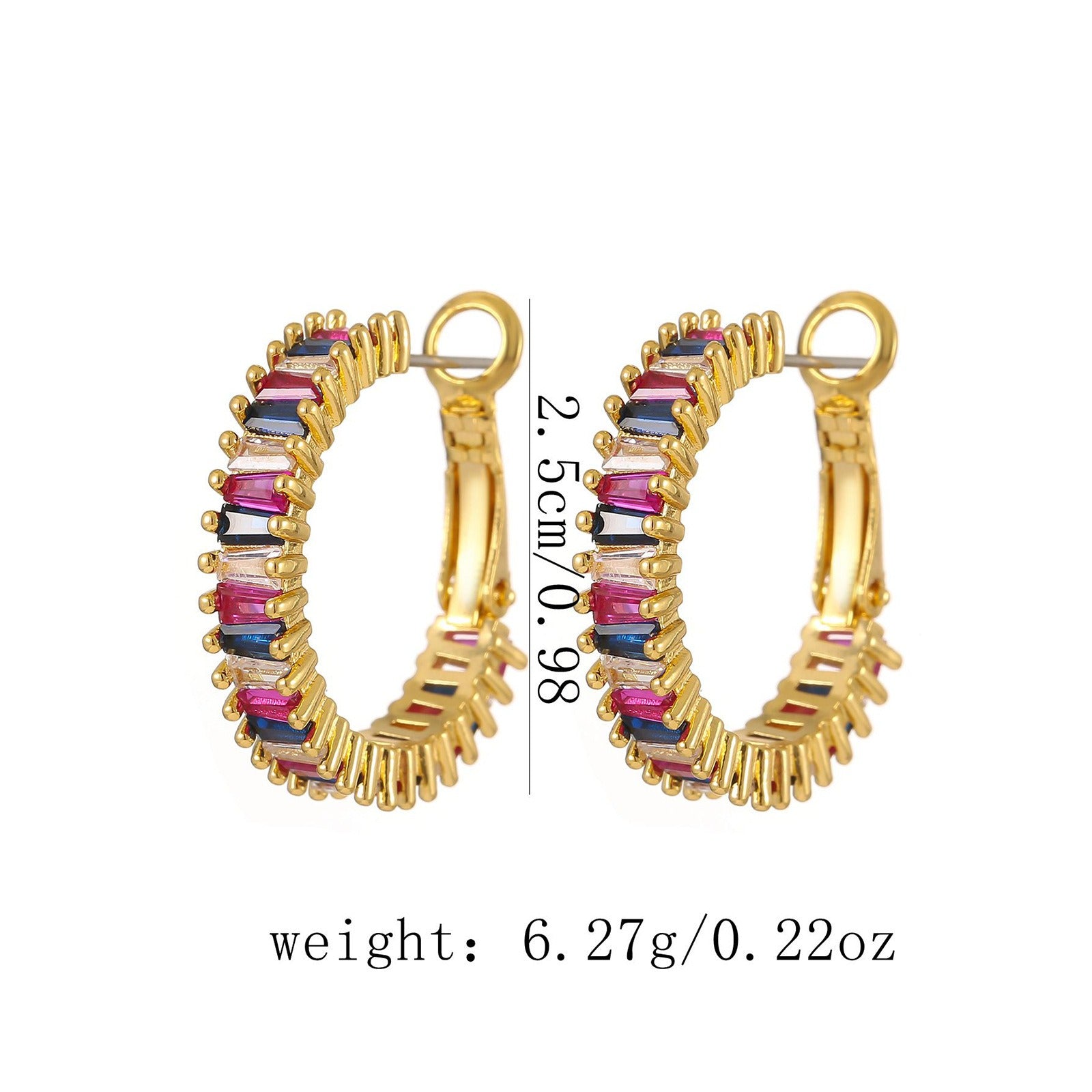 Modern minimalist O-shaped earrings with gemstone accents