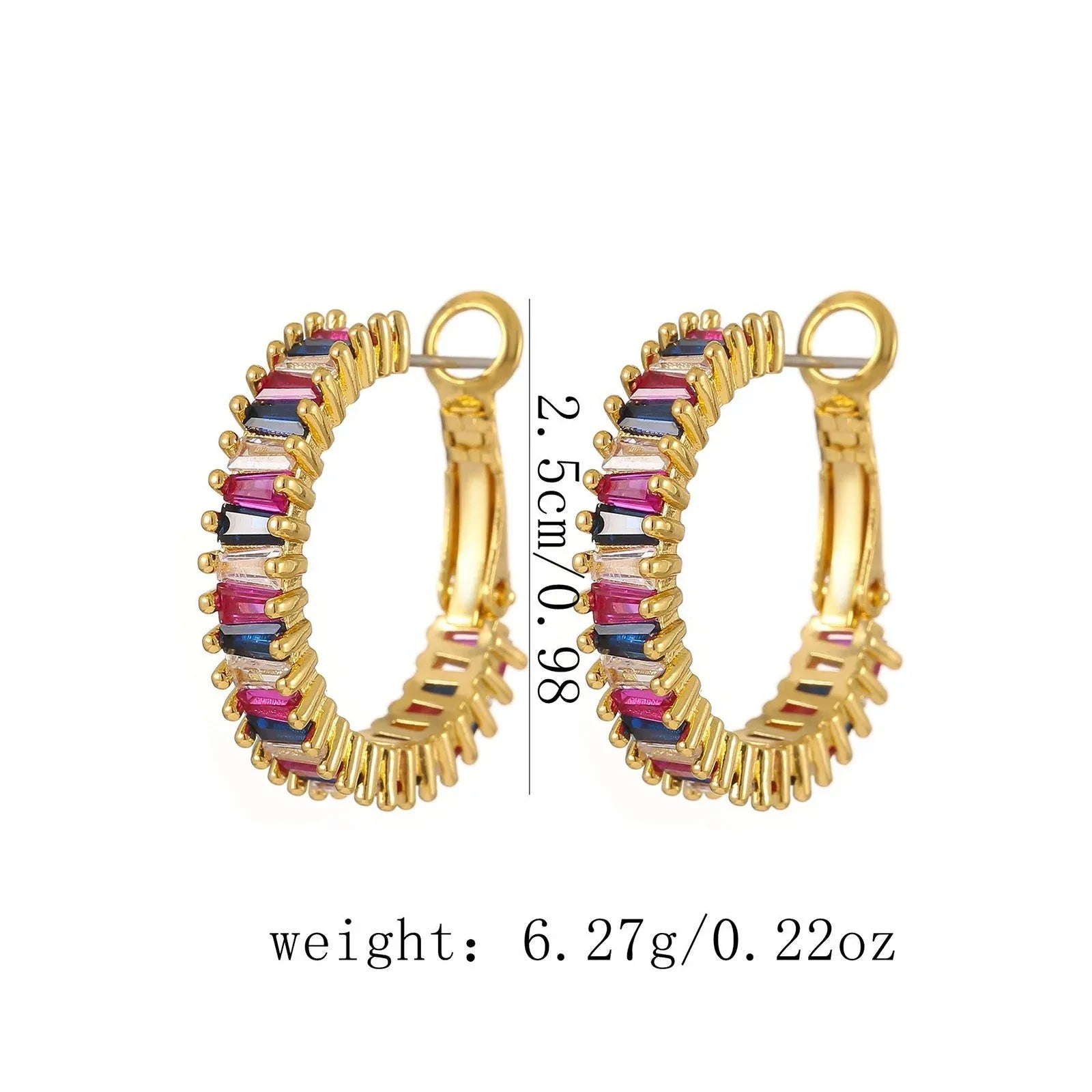 Oriana Luxe – 18K Gold O-Shaped Gemstone Hoop Earrings