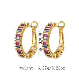 Oriana Luxe – 18K Gold O-Shaped Gemstone Hoop Earrings