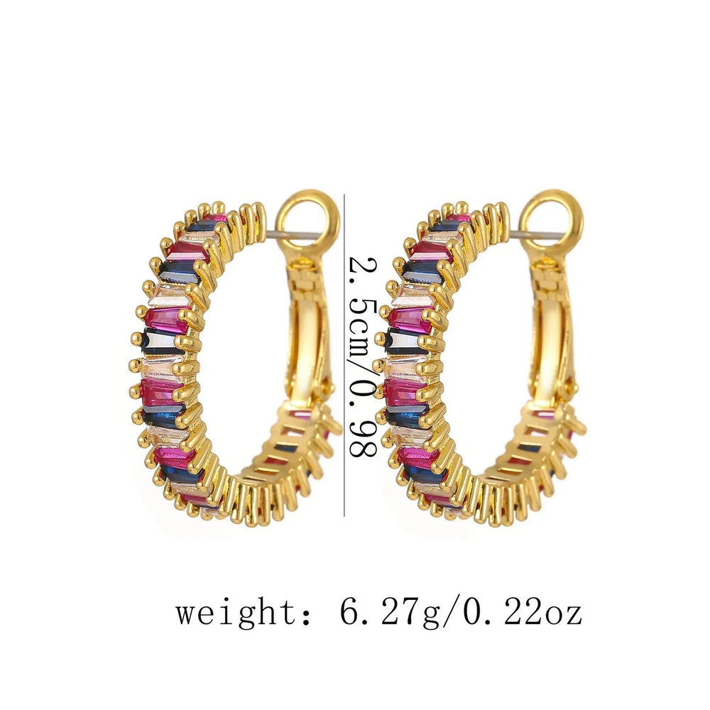 Oriana Luxe – 18K Gold O-Shaped Gemstone Hoop Earrings