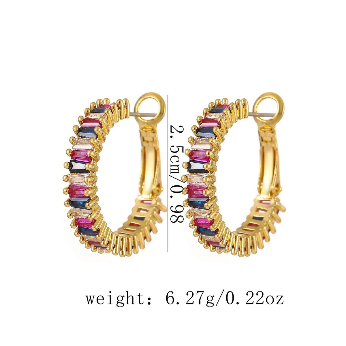Modern minimalist O-shaped earrings with gemstone accents