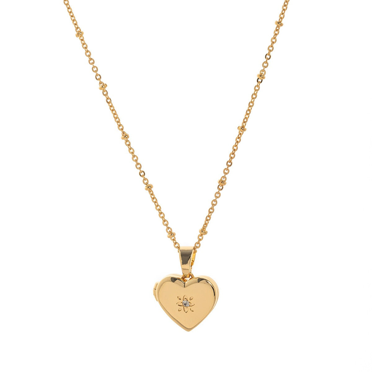 Memoire Glow – 18K Gold Geometric Zircon Photo Locket Necklace