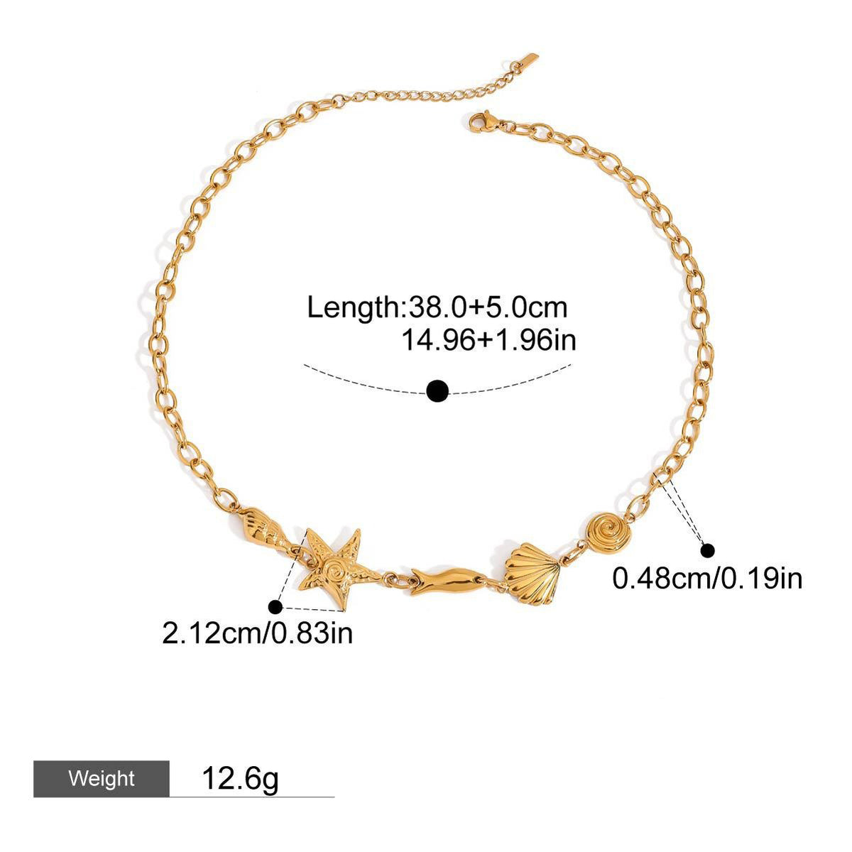Starfish Pearl Necklace – 18K Gold Plated - Argesteel