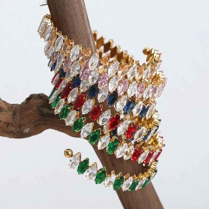 Celestia Gem Bracelet - Luxury 18K Gold with Dazzling Zircon Details