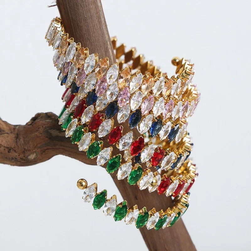 Celestia Gem Bracelet – 18K Gold Dazzling Luxury with Zircon Detailing - Argesteel