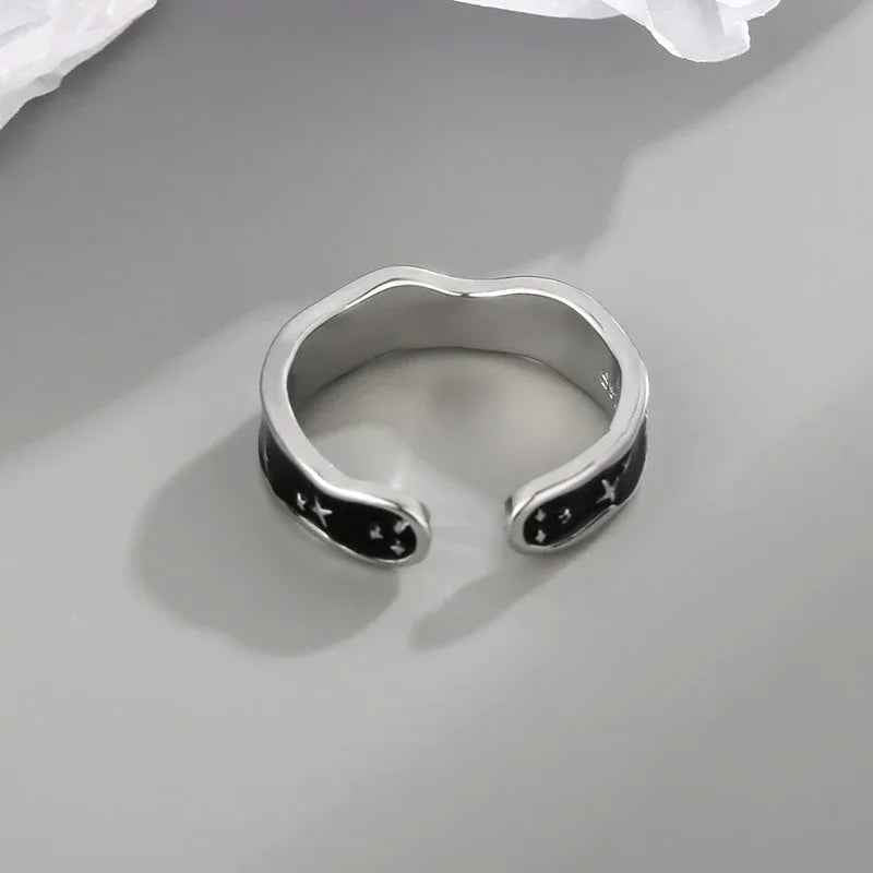 Stellar Wave – Fashionable Wave Line with Star Design Open Ring