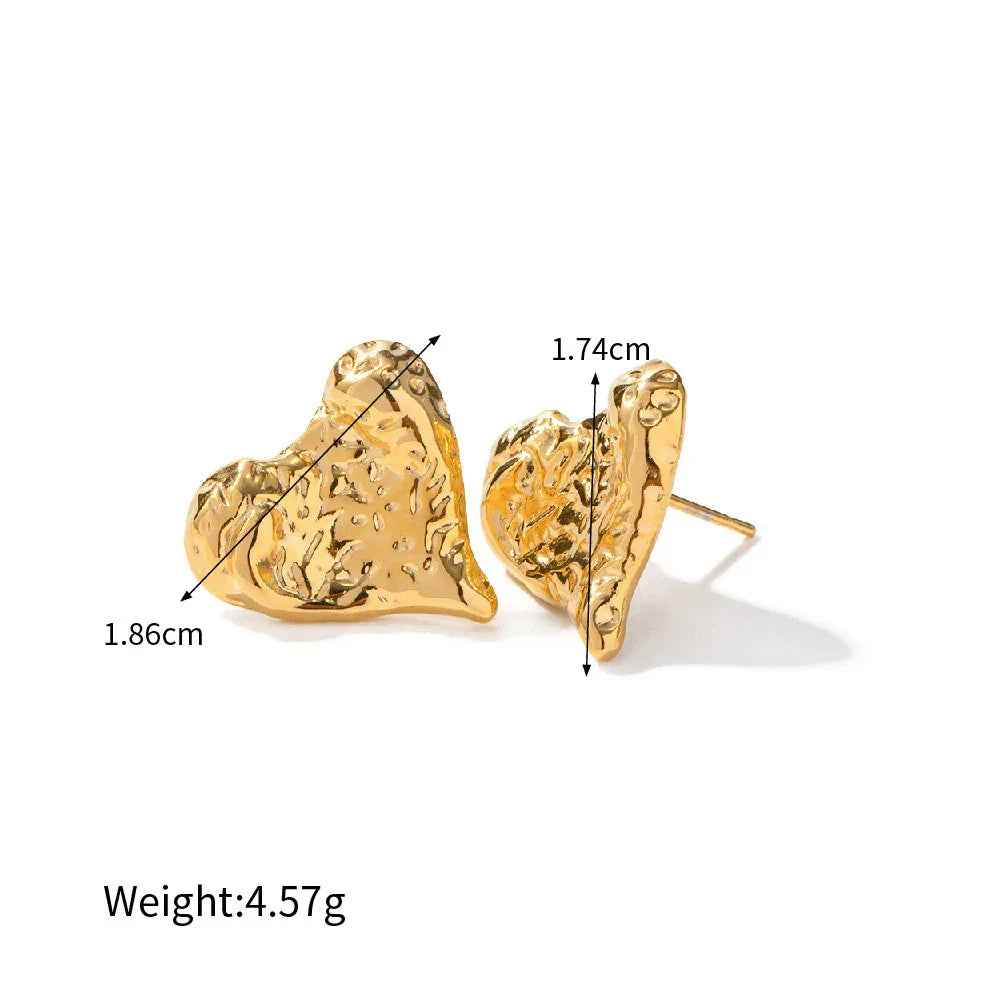 Amoura Liquid Heart Earrings – Romantic 18K Gold Hammered Design