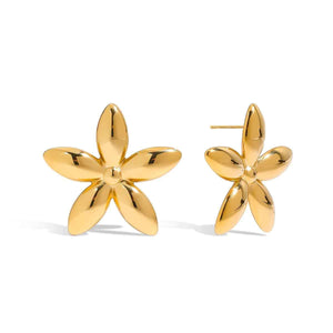 Five-Leaf Flower Design 18K Gold Flower Earrings - Light Luxury Noble Jewelry