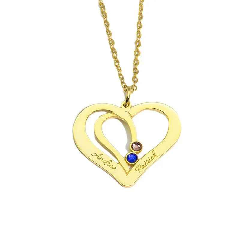 Everlove Customizable Silver Heart Necklace - Hollow Heart Design with Personalized Name