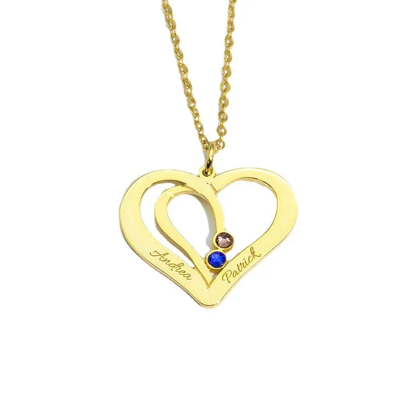 Everlove Customizable Silver Heart Necklace - Hollow Heart Design with Personalized Name - Argesteel