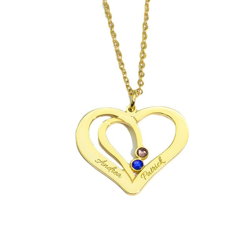 Everlove – Hollow Heart Customizable Name Silver Necklace