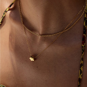 Double Chain Heart Star Necklace – 18K Gold Plated Simple | Argesteel