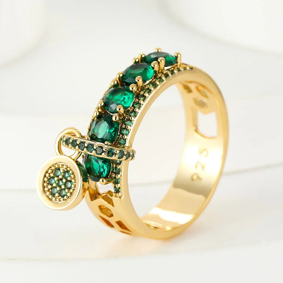 Royal Charm Ring – 925 Silver Gold-Plated Gemstone Elegance