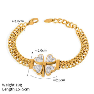 Lucky Bloom – 18K Gold Four-Leaf Clover Gemstone Bracelet