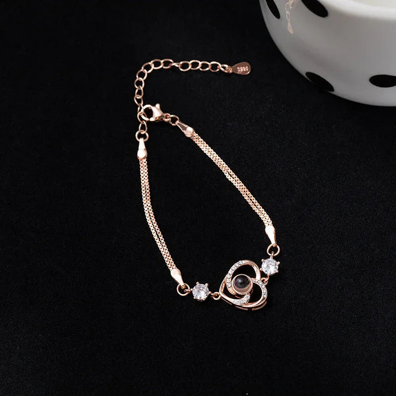 Lumiere Projection Bracelet – Heart Diamond with Hidden Message