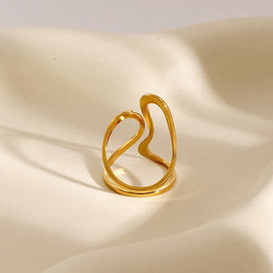 Bold Contour Gold Contour Ring – 18K Gold Trendy Unique Line Design - Argesteel