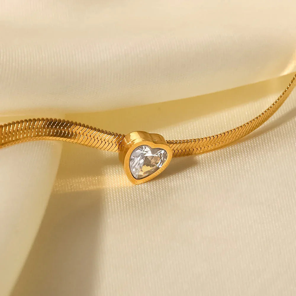 Everglow Heart – 18K Gold Plated Double Row Heart Zircon Bracelet