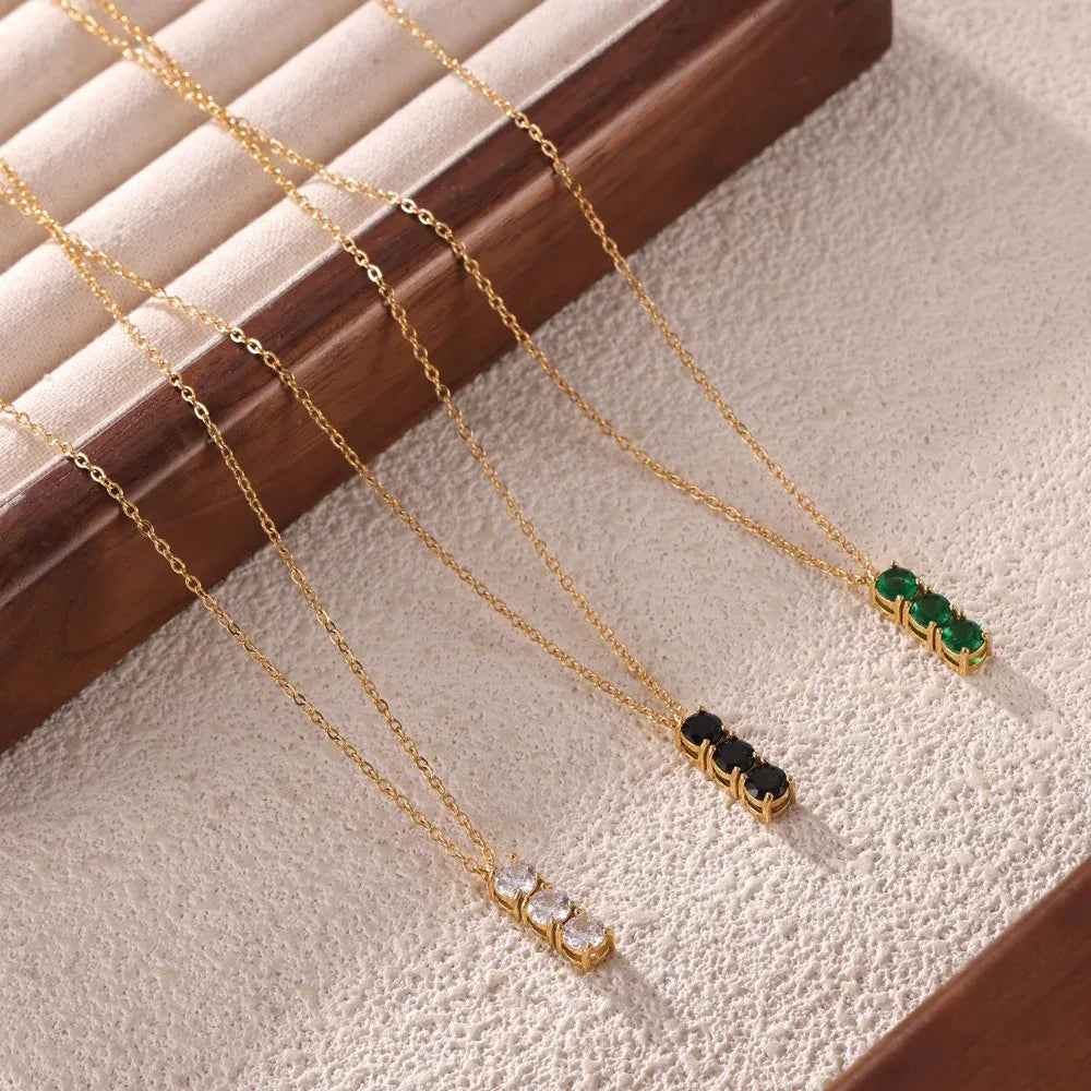 Square Zircon Pendant Necklace - Elegant Minimalist Design in 18K Gold