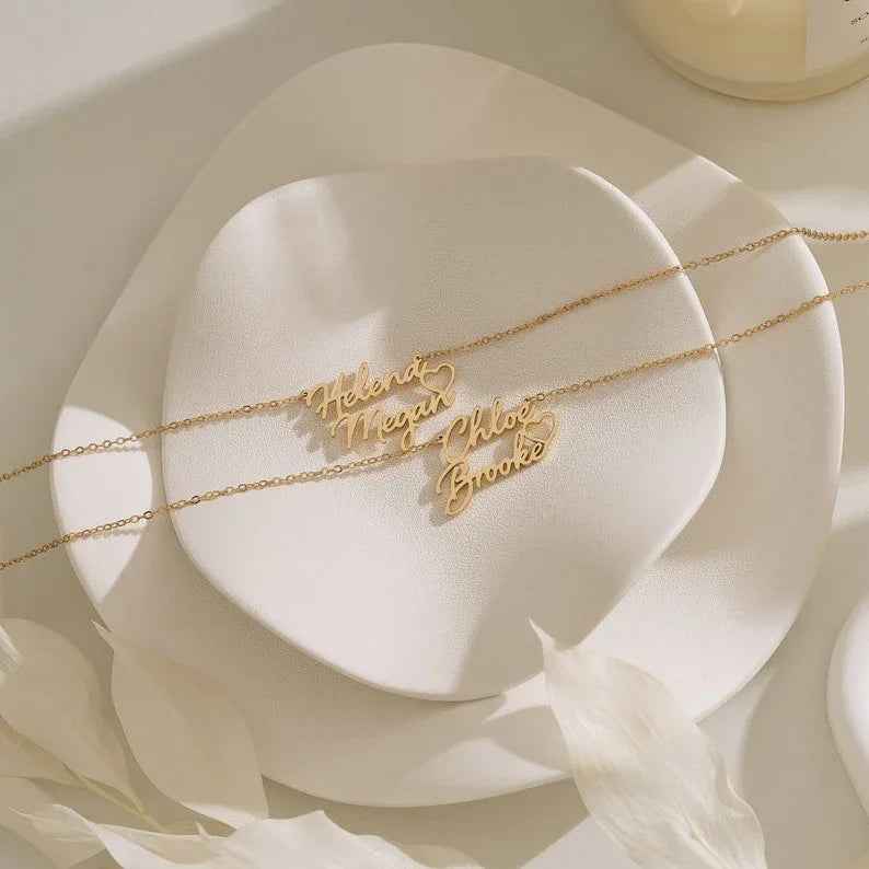 Hollow Heart Name Necklace – Customizable Silver 925 Romantic Gift
