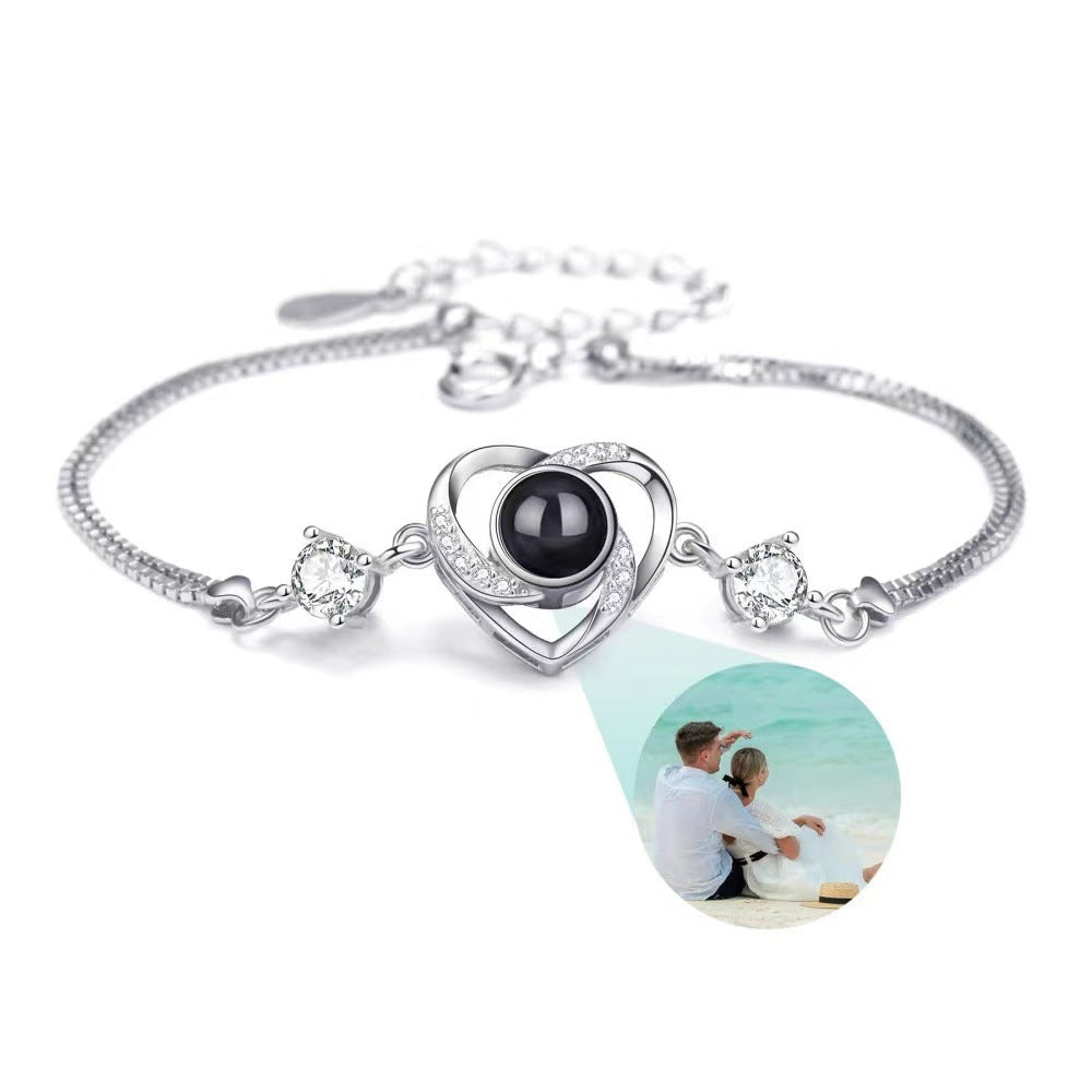 Lumiere Projection Bracelet – Heart-Shaped Diamond Design with Hidden "I Love You" Message – Bracelets by Arge Steel