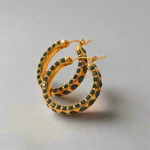 Eternal Halo – 18K Gold Circle Earrings with Diamond Inlay