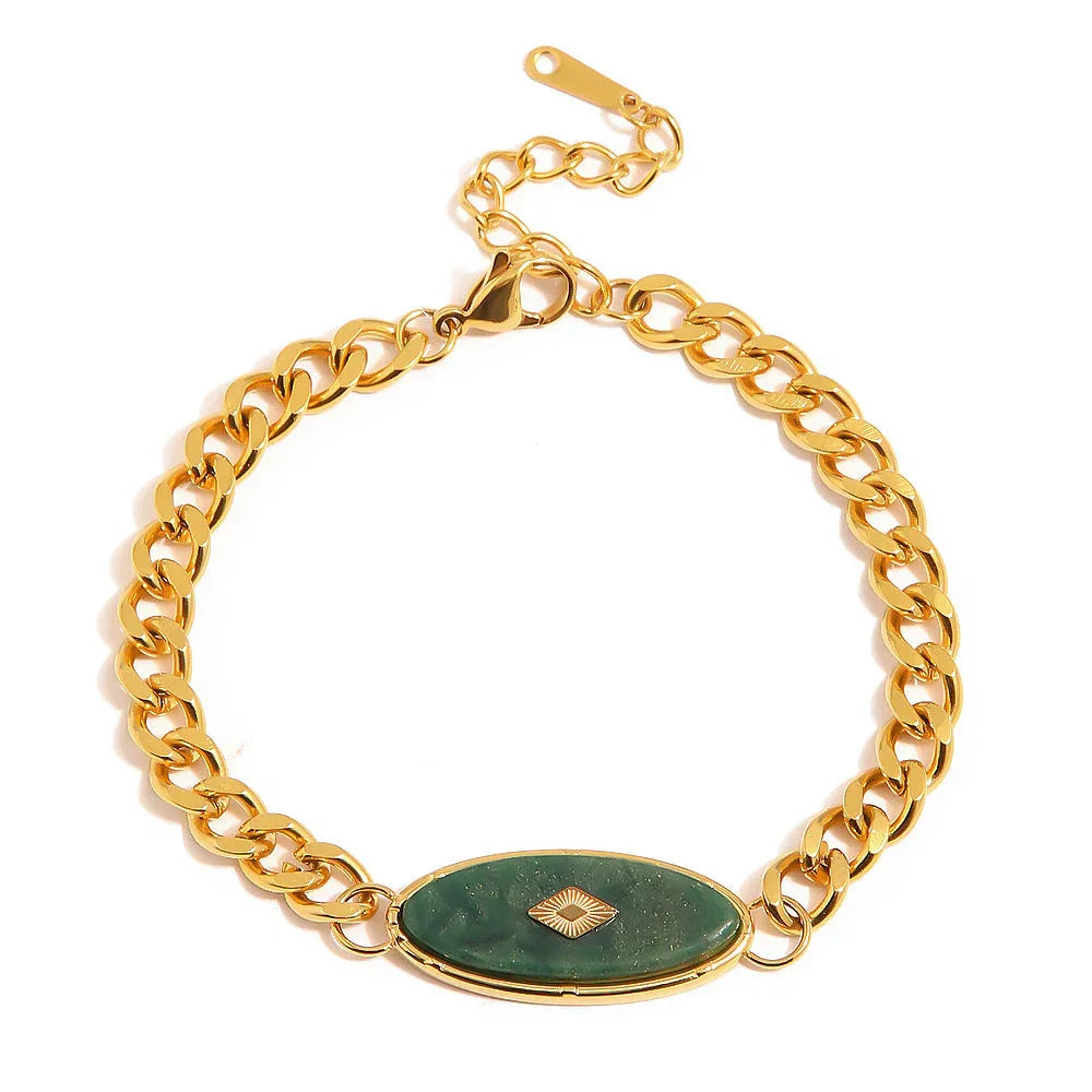 Jade Voyage – 18K Gold Retro African Jade Inlay Bracelet
