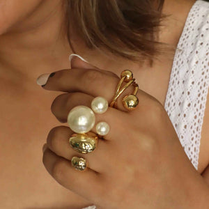 Geometric Spherical Ring in 18K Gold - Minimalist Modern Design for Unique Personal Style