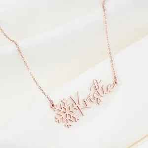 Winter Whisper Custom Snowflake Name Necklace – S925 Silver