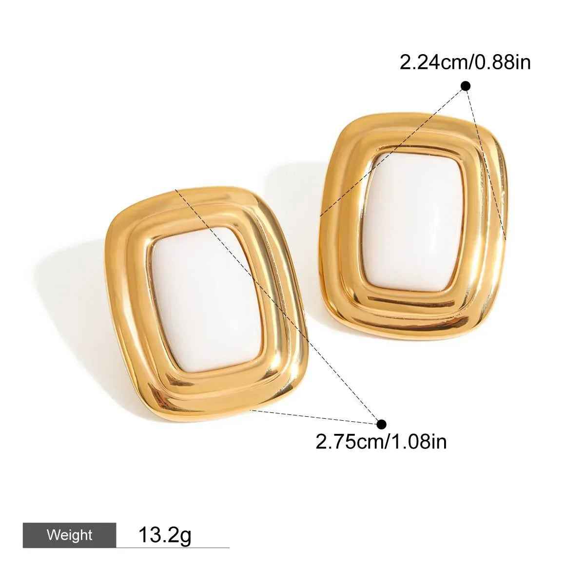 GeoCurve Rectangular Earrings - Geometric 18K Gold Statement Design