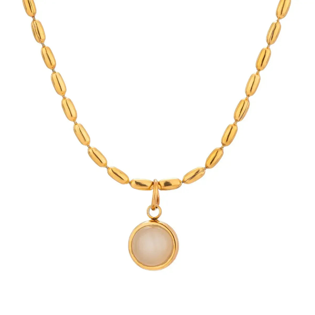 Retro-Inspired 18K Gold Gemstone Pendant Necklace