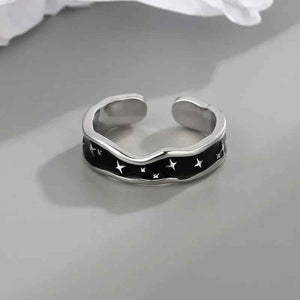 Stellar Wave – Fashionable Wave Line with Star Design Open Ring