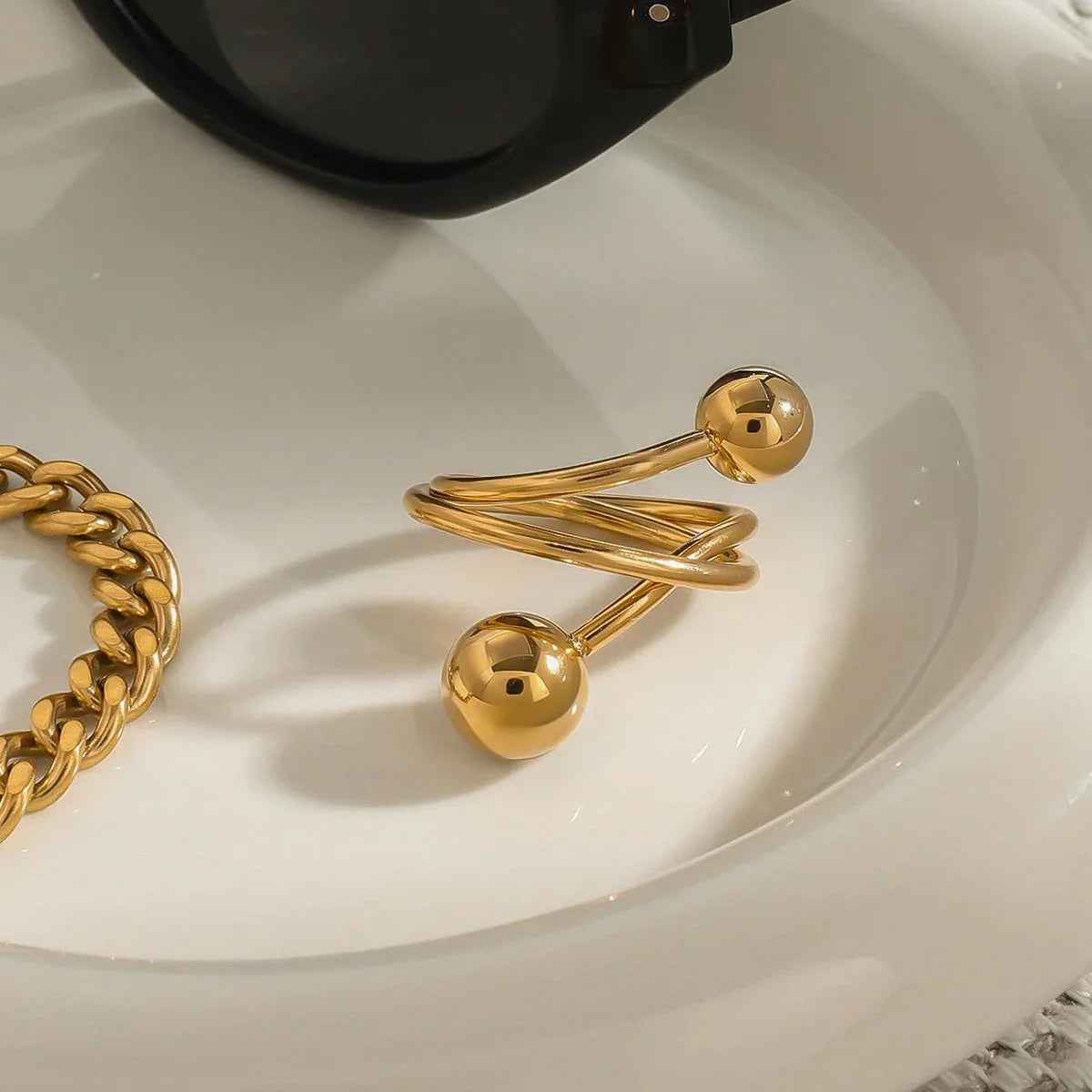 Geometric Spherical Ring in 18K Gold - Minimalist Modern Design for Unique Personal Style