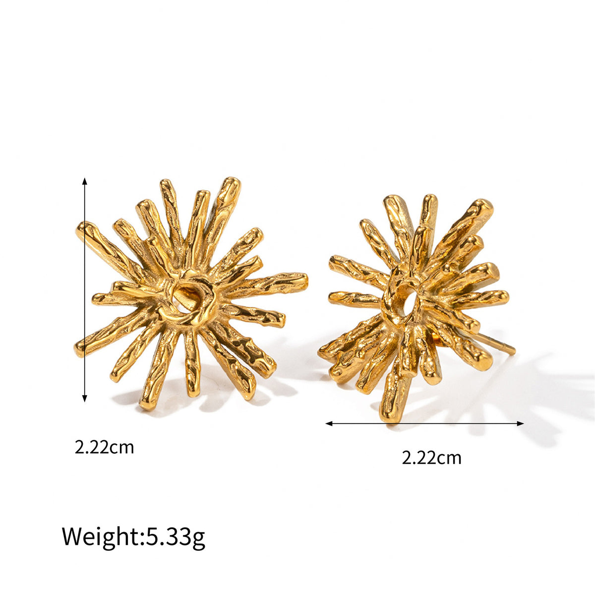 Sunflower Earrings – 18K Gold Plated Vintage - Argesteel