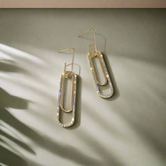 City Clip Earrings – 18K Gold Paper Clip with Diamonds