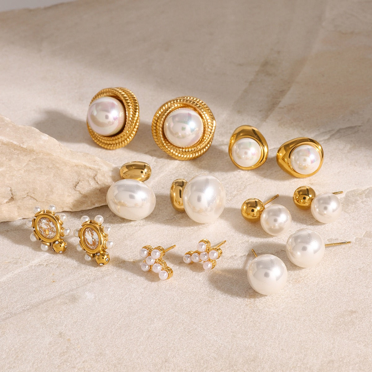 18K Gold and Pearl Earrings styled for minimalist elegance