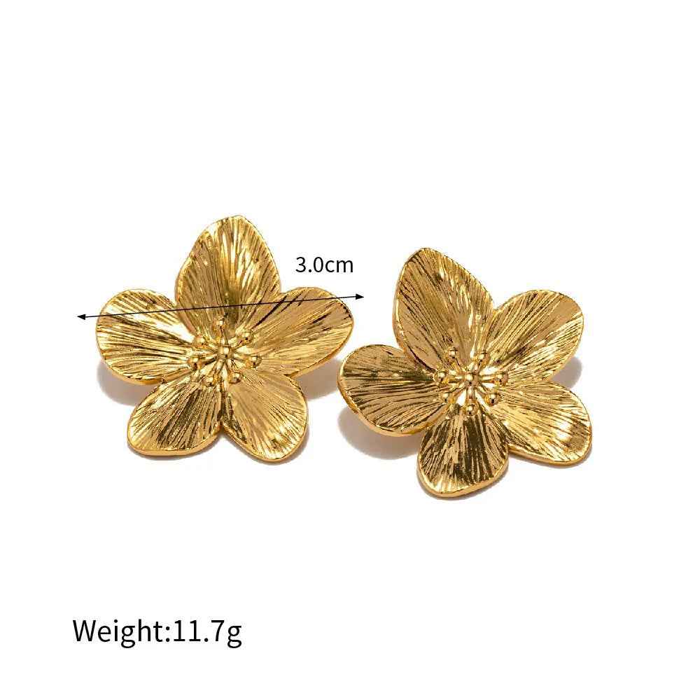 Rosaria Vintage Floral Earrings - 18K Gold Retro Palace Design