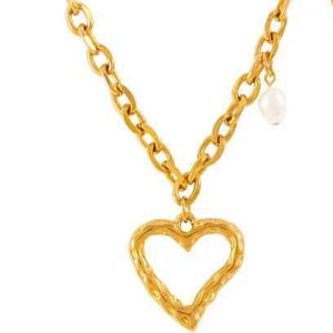 Bloom Heart 18K Gold Hollow Pendant Necklace – Light Luxury Design