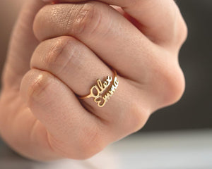 Customized Double Name Open Ring for Women - Argesteel