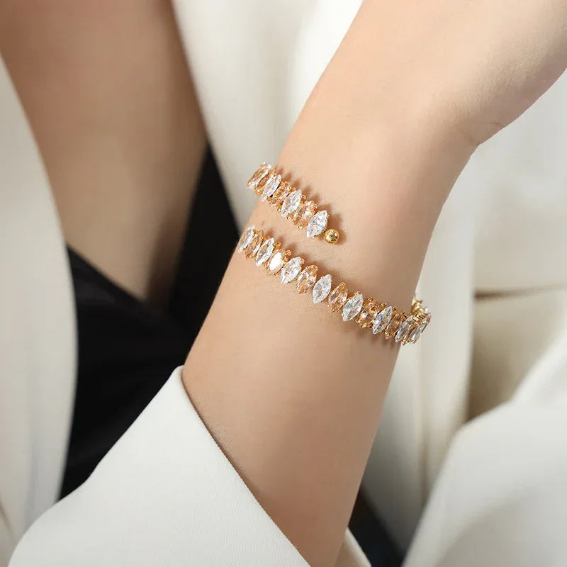 Celestia Gem Bracelet – 18K Gold Dazzling Luxury with Zircon Detailing - Argesteel