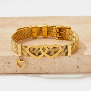 Eternal Bond – 18K Gold Love Bracelet with Strap-Inspired Heart Design