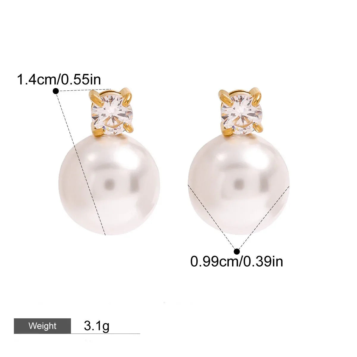 Golden Grace – 18K Gold Earrings with Inlaid Pearl Elegance