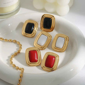 GeoCurve Rectangular Earrings - Geometric 18K Gold Statement Design