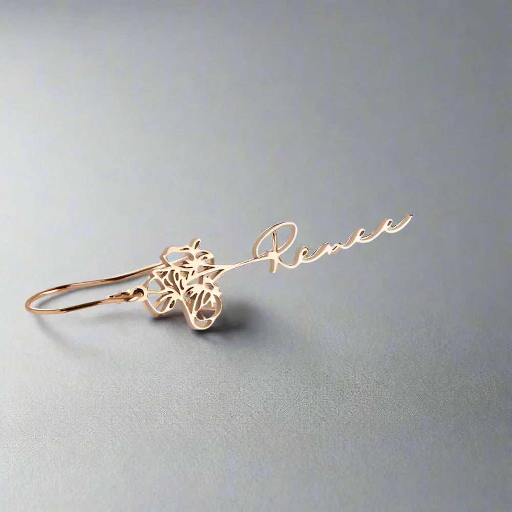 FloraName™ Custom Birthday Flower Name Earrings – Elegant Personalized Gift - Argesteel