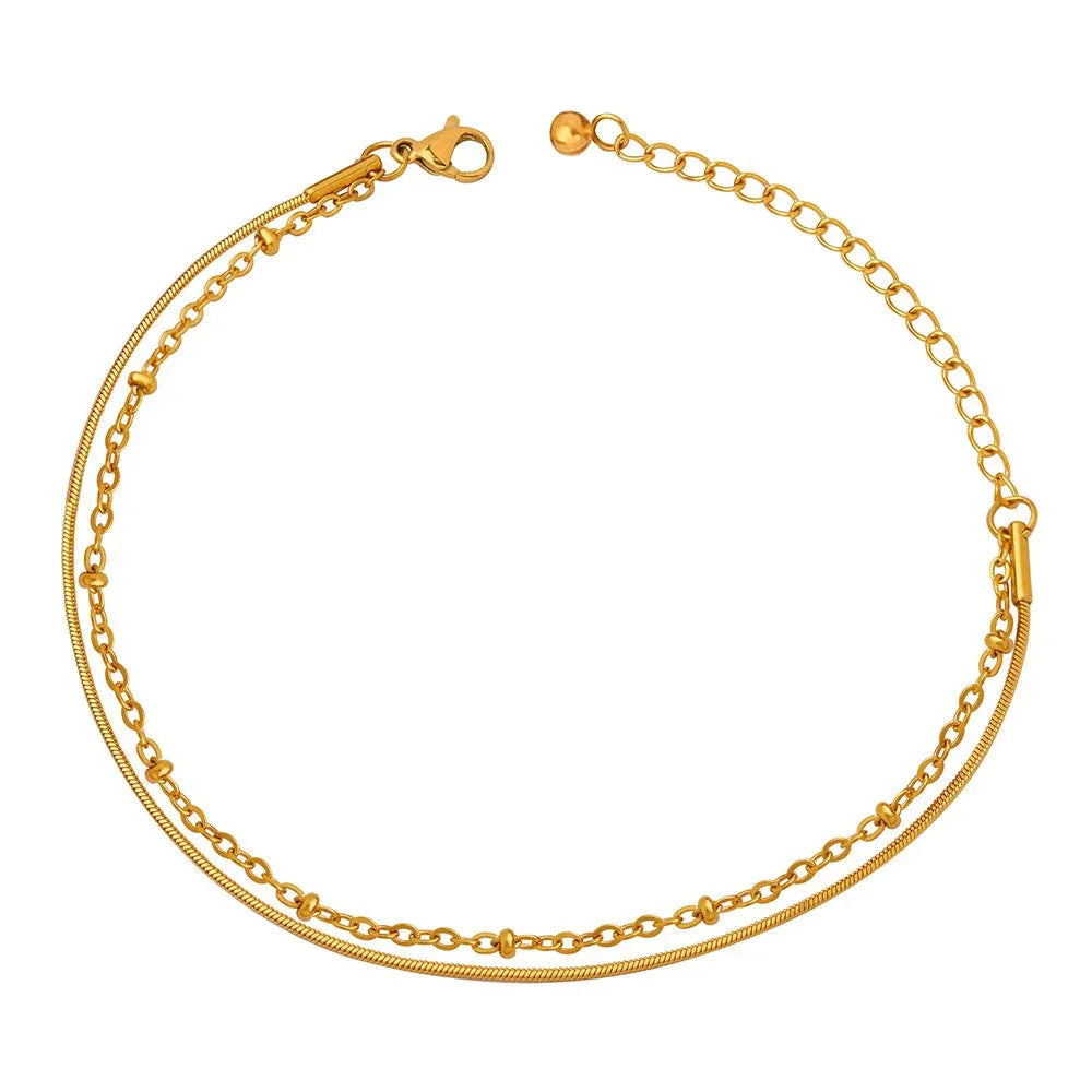 Timeless Layers – 18K Gold Double-Layer Elegant Bracelet