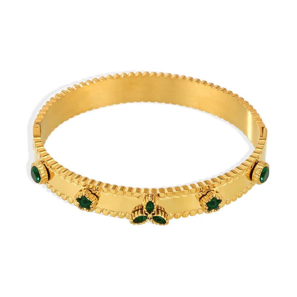 18K gold trefoil inlaid gemstone exquisite design noble bracelet Bracelets