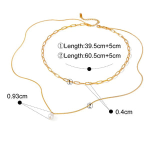 Grace Layers – 18K Gold Double Chain Pearl Necklace