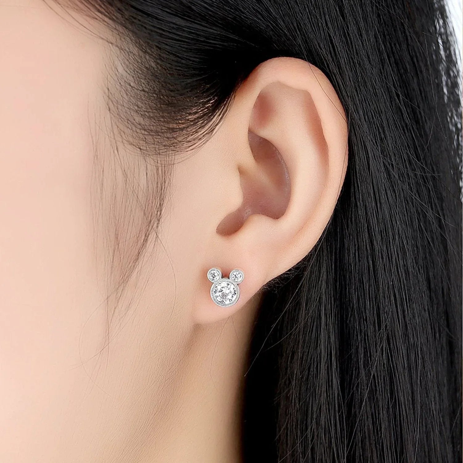 Delicate Dazzling – Diamond Mickey  Design Zirconia Earrings