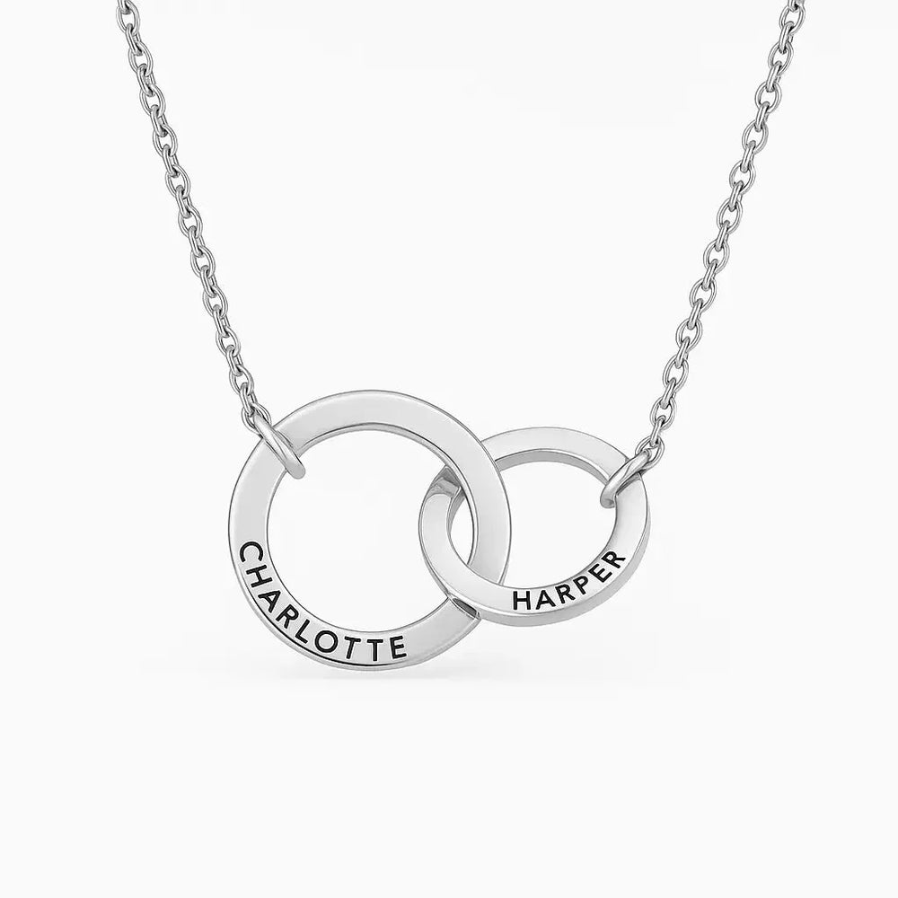 Lumière Bond – Custom Interlocking Name Rings Necklace