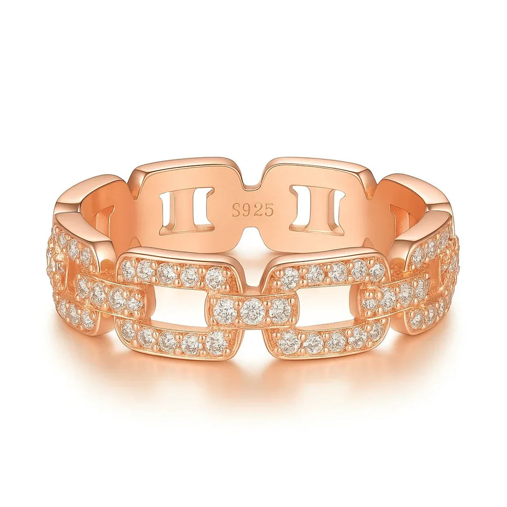 Gilded Links 18K Gold Diamond-Studded Ring – Exquisite Chain-Shaped Design - Argesteel