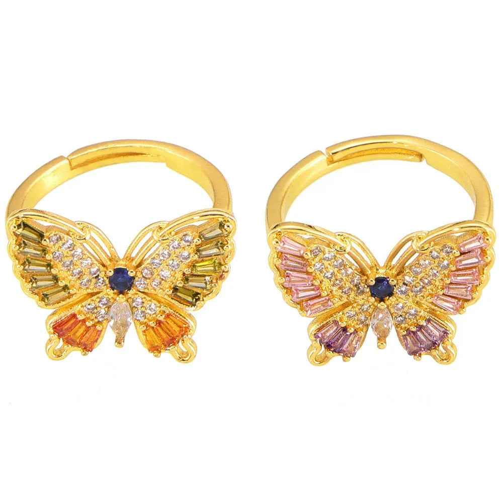 Flutter Radiance Ring – 18K Gold Butterfly with Diamond Inlay